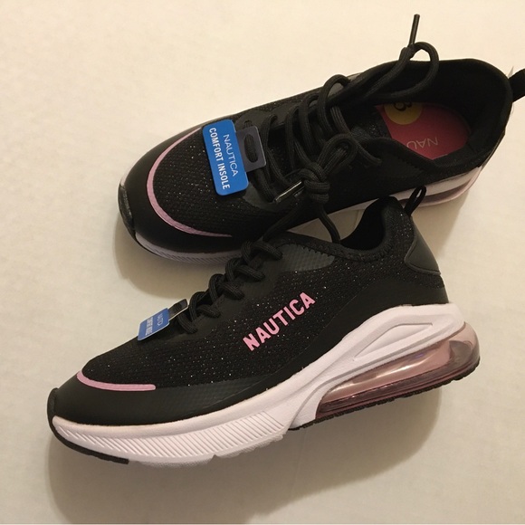 NWT.  Nautica Black Sneakers with Pink Highlights - Picture 6 of 6